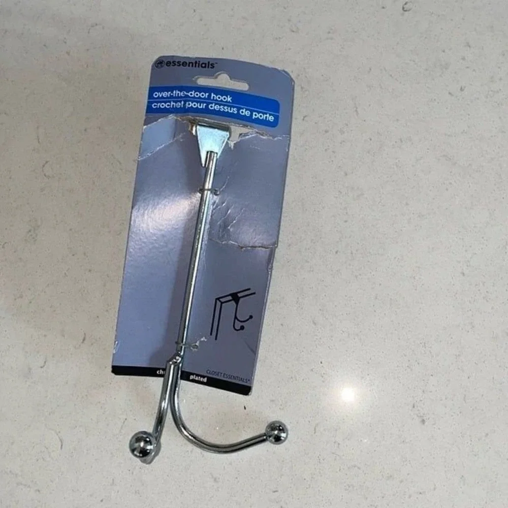 Essentials Over-the-Door Double Hooks New Chrome Plated Silver‎ Color